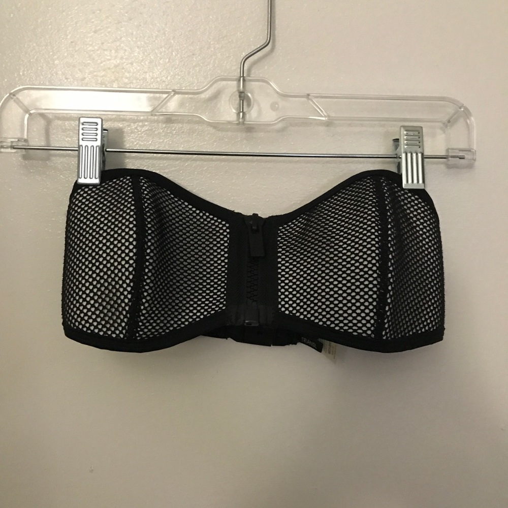 Triangl Strapless Black Mesh Bikini Top